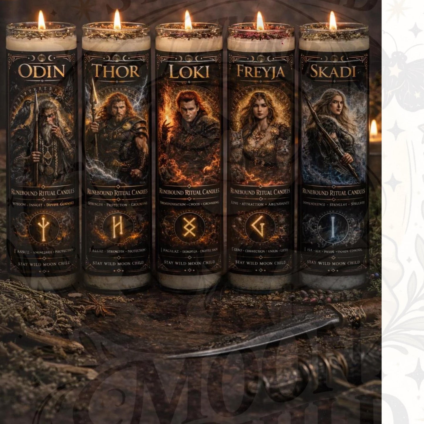 Norse mythology Devotional Candle | Loki Skadi Fenrir Yggdrasil Thor Odin Frayja Hel | Ritual Candle | Altar Candle | Spiritual Candle __etsy:8038113623