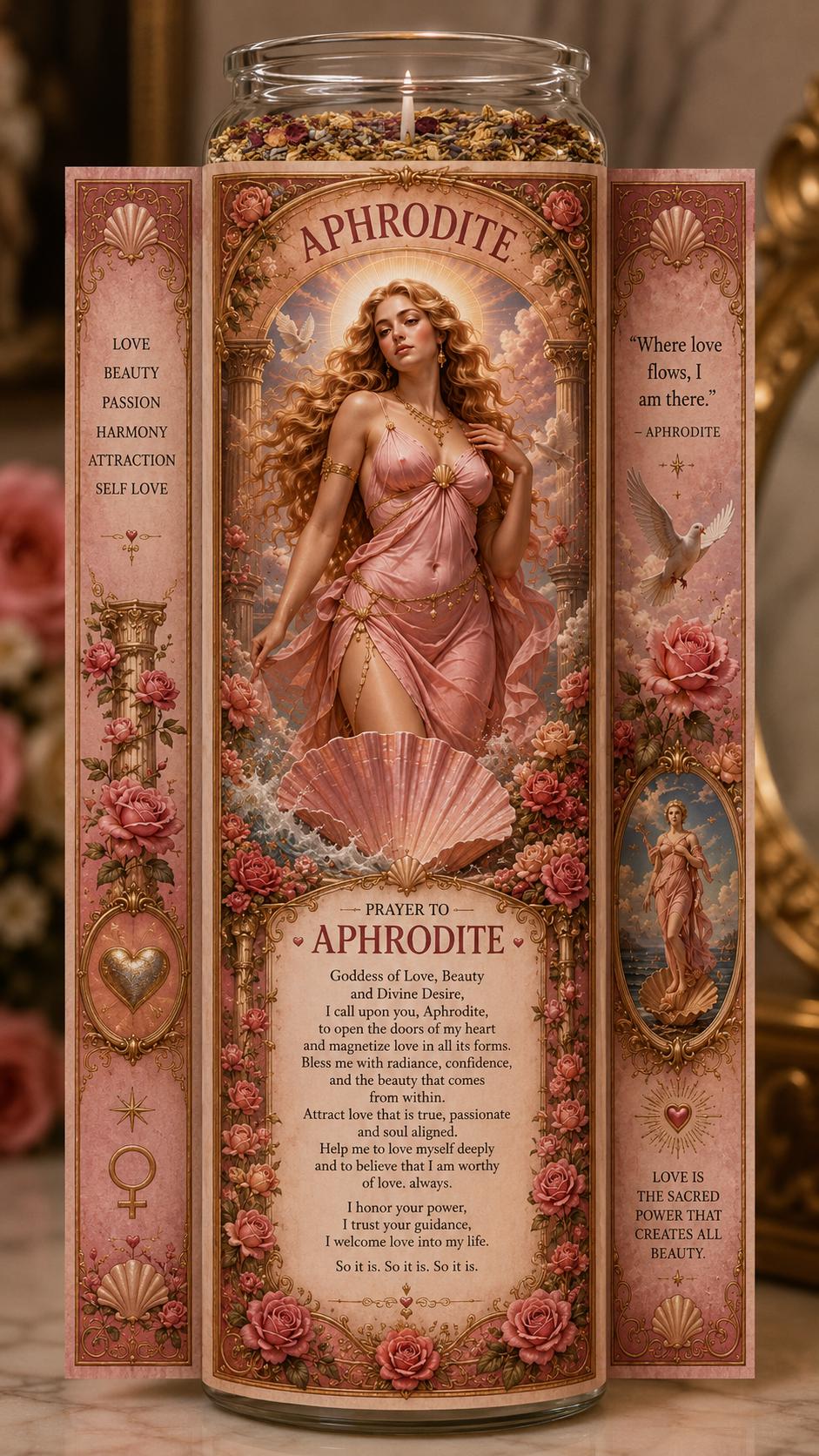 Aphrodite Devotional Candle | Goddess of Love, Self-Love Ritual, Divine Feminine Altar (7 Day Candle) __etsy:8134786353