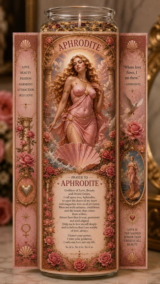 Aphrodite Devotional Candle | Goddess of Love, Self-Love Ritual, Divine Feminine Altar (7 Day Candle) __etsy:8134786353