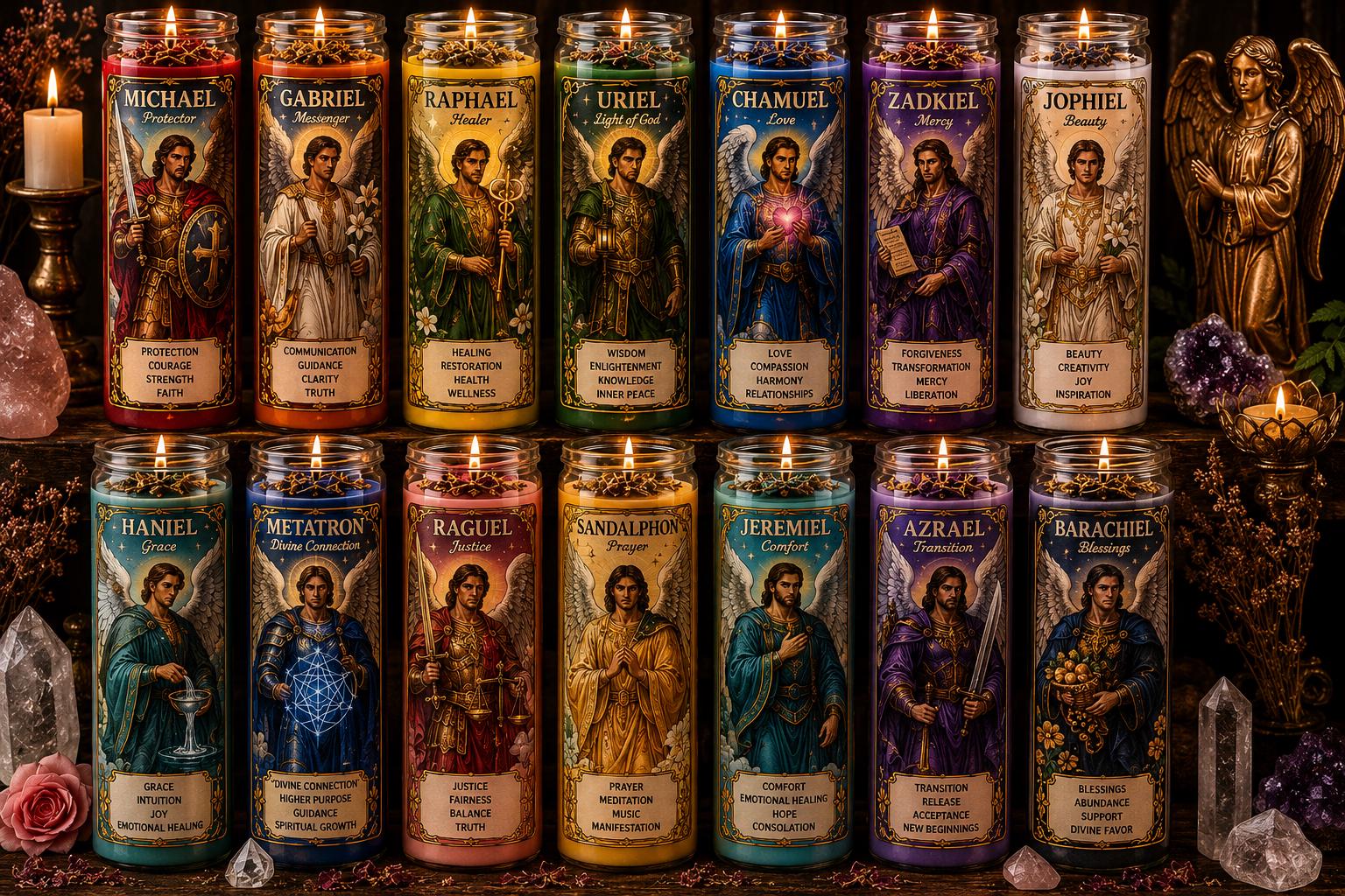 Archangel Prayer Candle | Spiritual Protection Candle | Angel Altar Decor | Mystical Glass Candle | Herb Topped Ritual Candle | Divine Guard __etsy:8050981244