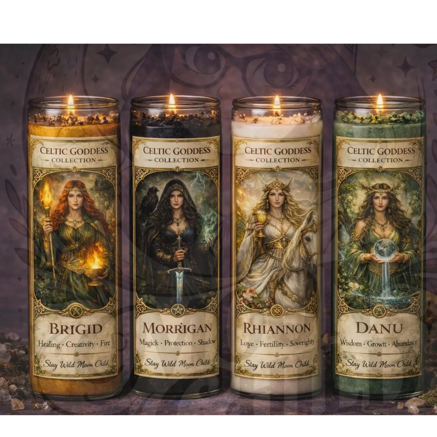 Celtic goddess Candles Individual –  7 Day Prayer Candles | Brigid, Morrígan, Rhiannon, Danu | Ritual • Protection • Divine Femini __etsy:8038077161