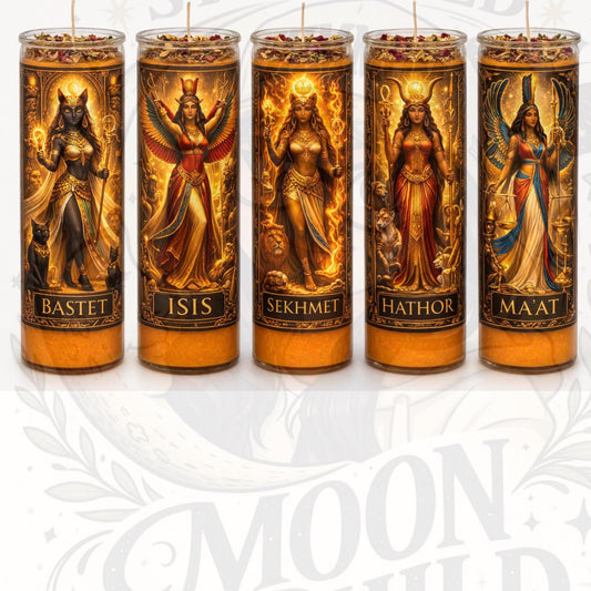 Egyptian Goddess Prayer Candle | Bastet Isis Sekhmet Hathor Ma’at | Devotional Altar Candle | Witchcraft Ritual Candle | Spiritual Protectio __etsy:8038095103