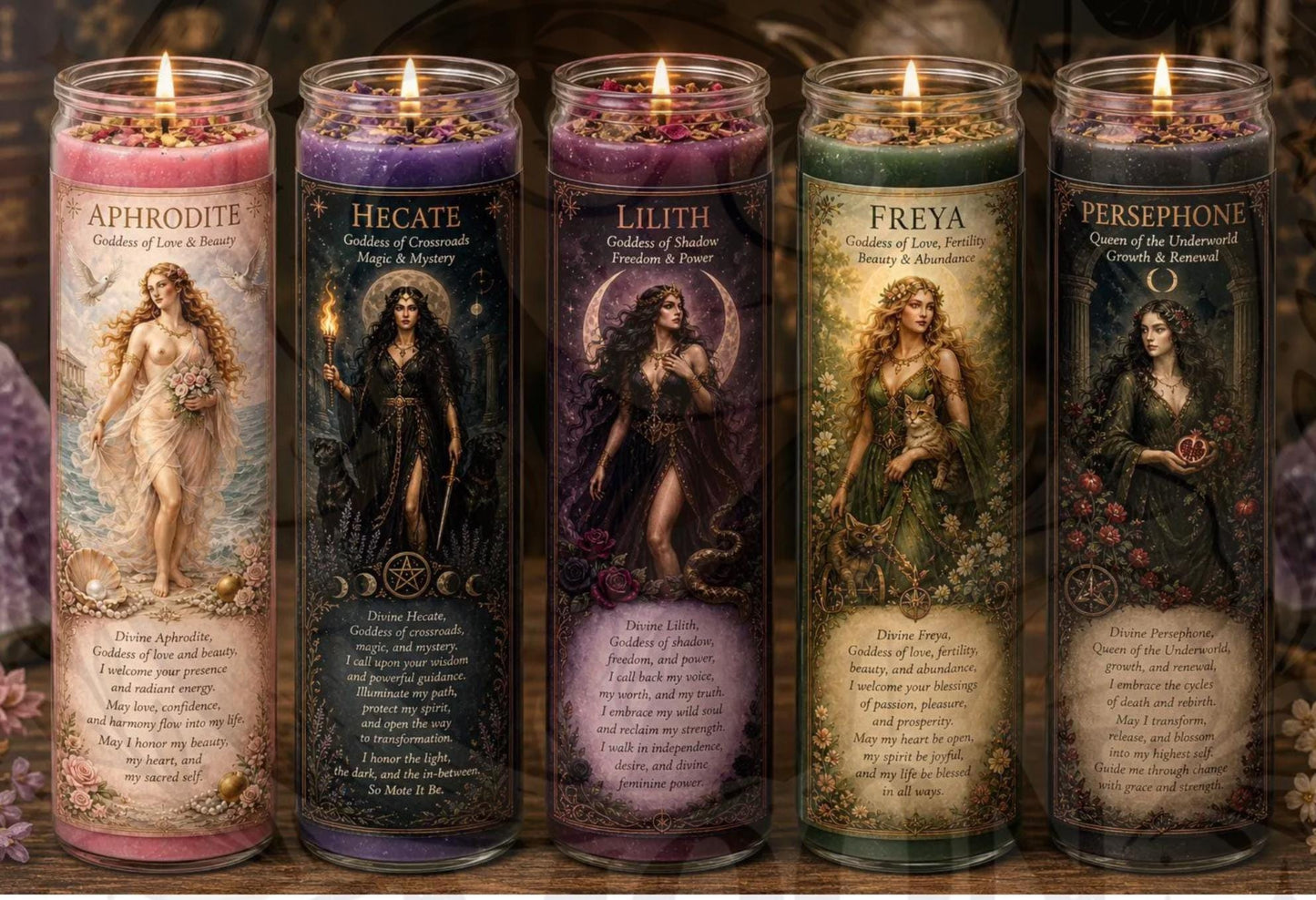 Goddess Prayer Candles   | Aphrodite Hecate Lilith Freya Persephone Kali  Isis  Brigid  | Devotional Prayer candles . __etsy:8038072839