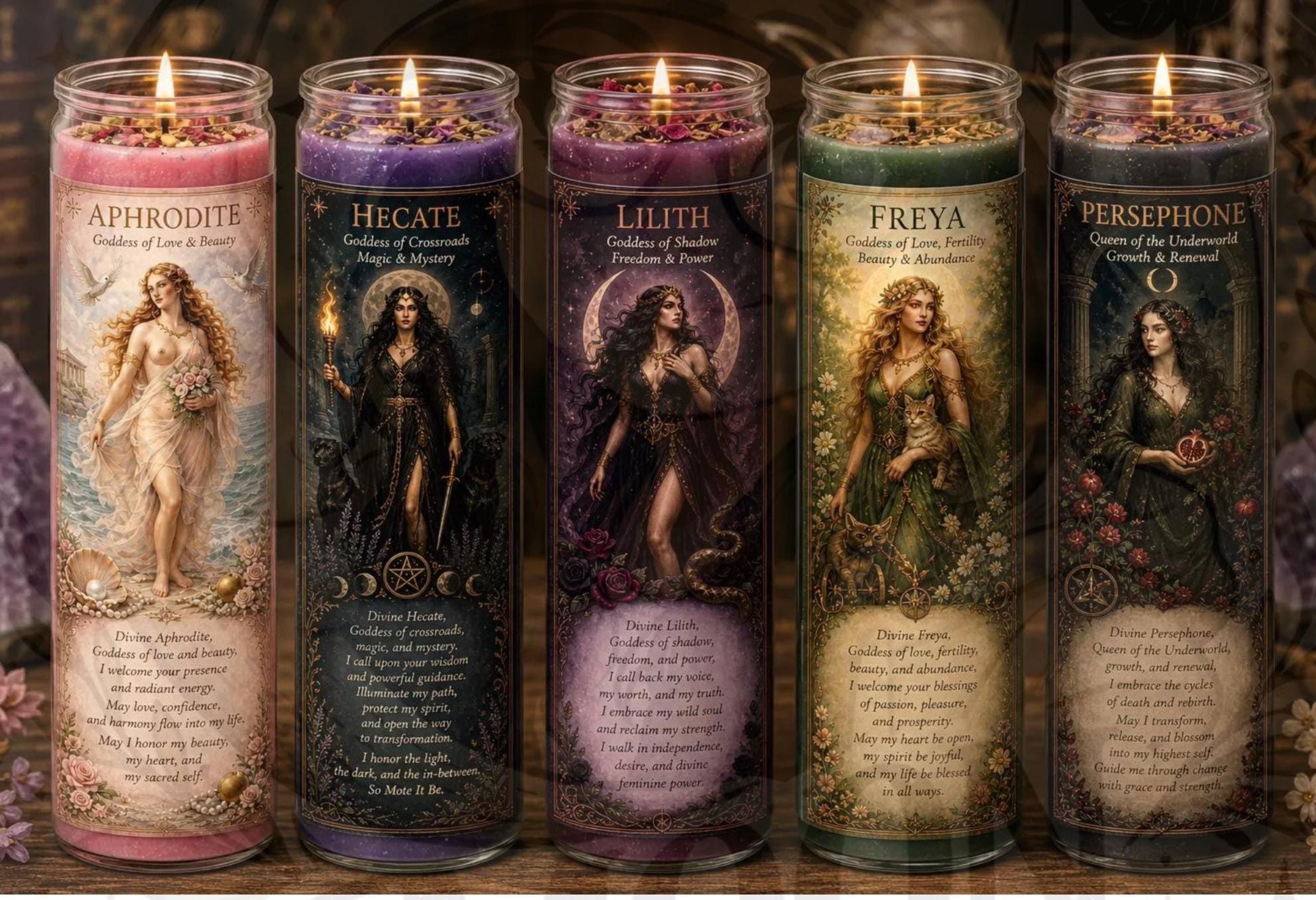 Goddess Prayer Candles   | Aphrodite Hecate Lilith Freya Persephone Kali  Isis  Brigid  | Devotional Prayer candles . __etsy:8038072839
