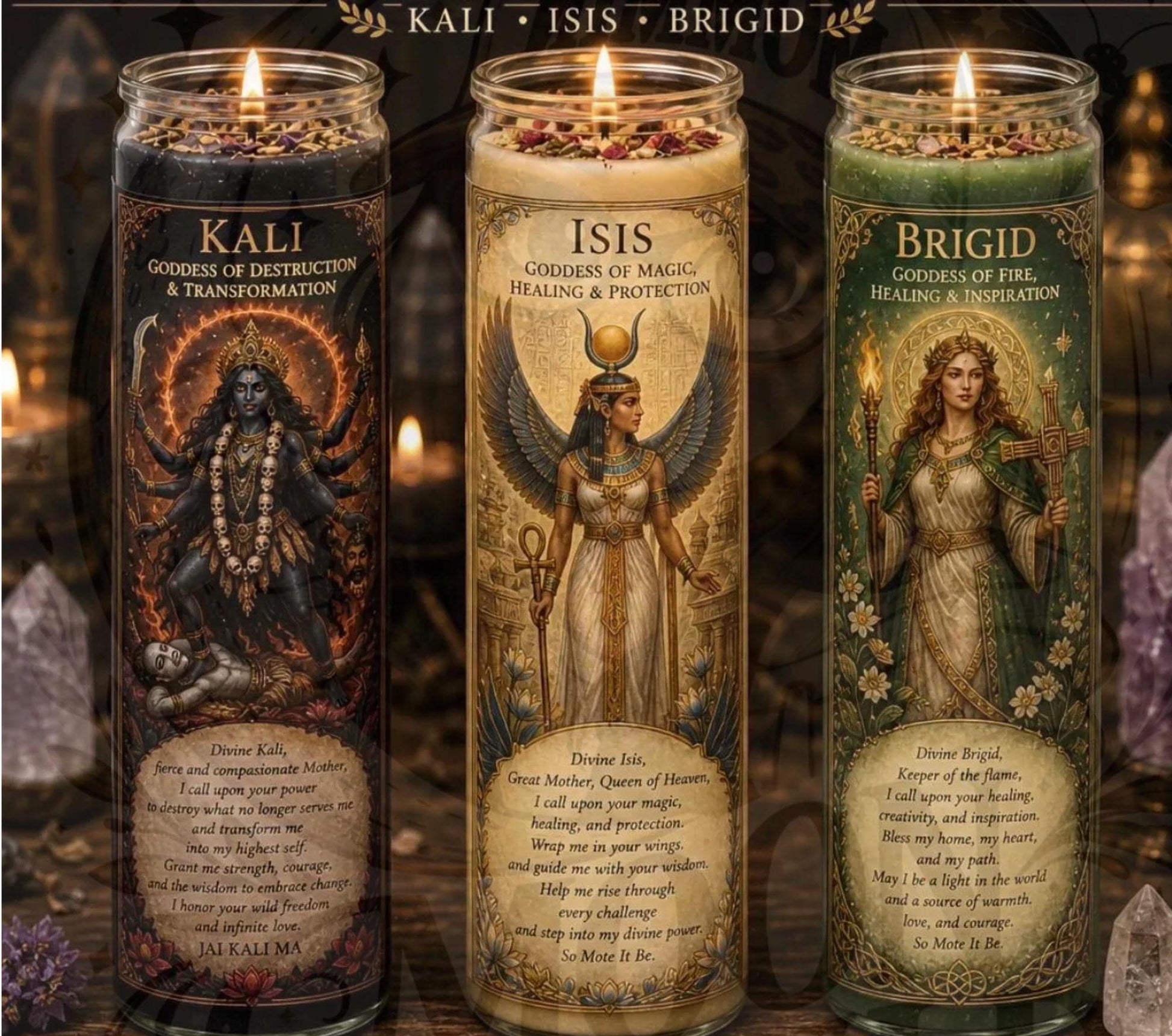 Goddess Prayer Candles   | Aphrodite Hecate Lilith Freya Persephone Kali  Isis  Brigid  | Devotional Prayer candles . __etsy:8038073575