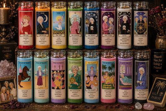 Golden Girls Tarot Candle | Witchy Prayer Candle | Retro Tarot Decor | Herb Topped Spiritual Candle | Mystic Golden Girls Gift __etsy:8050419594