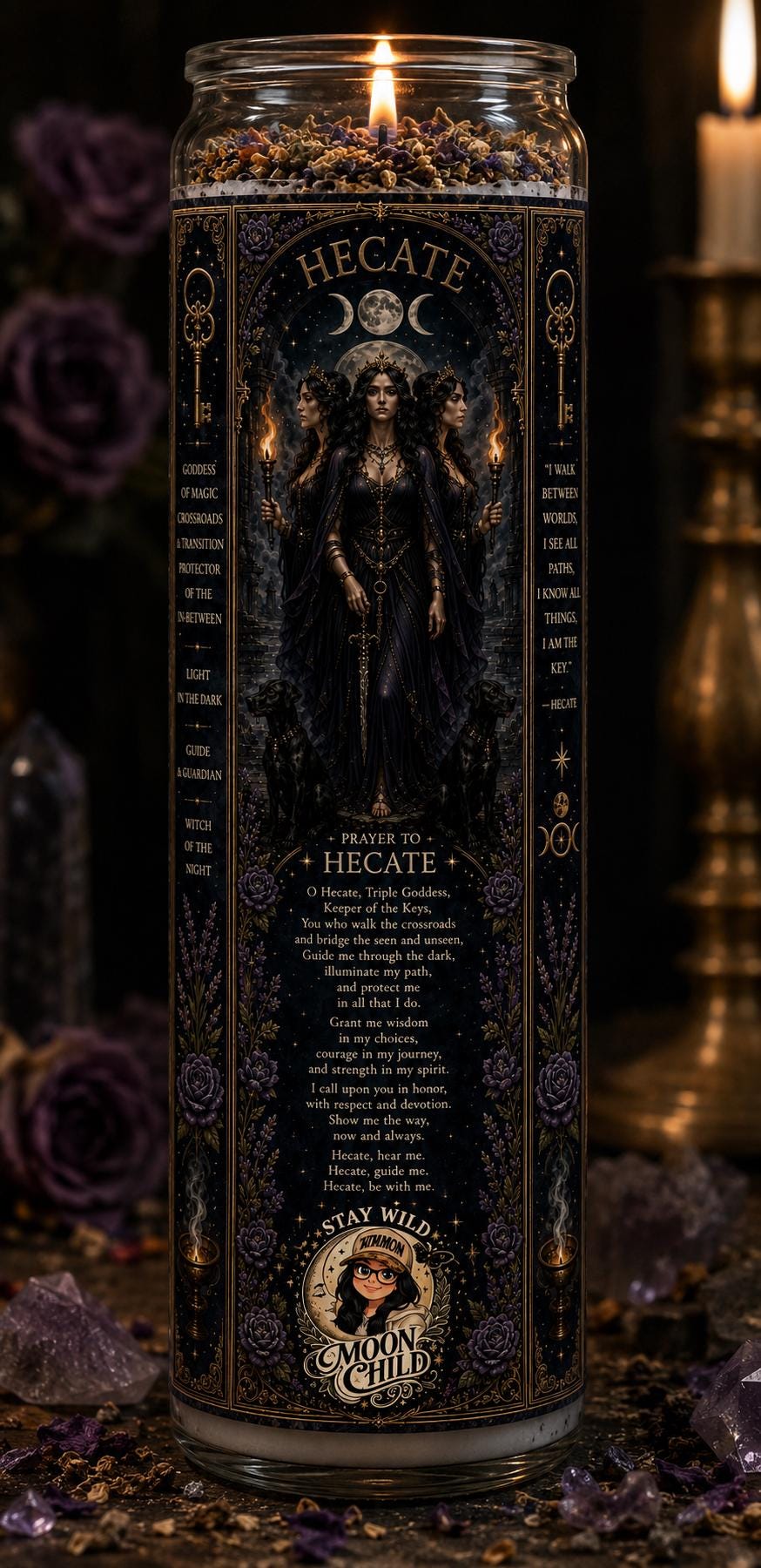 Hecate  Devotional Candle | Goddess of crossroads , Magic Ritual, Divine Feminine Altar (7 Day Candle) __etsy:8086944496