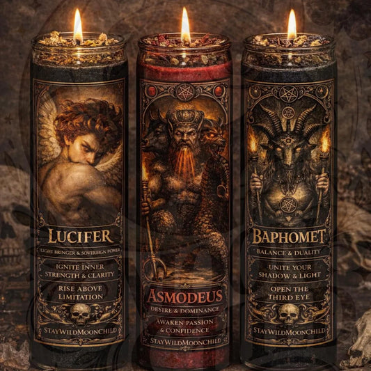 Infernal Ritual Candles – Lucifer, Asmodeus, Baphomet | 7 Day Prayer Candles | Protection, Power, Desire, Shadow Work | Altar Candle __etsy:7990146180