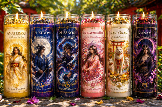 Japanese Goddess Candle Set  - Amaterasu Tsukuyomi  Susanoo  Inari Izanami - Spiritual Candle Collection- Ritual Candles __etsy:7976640199