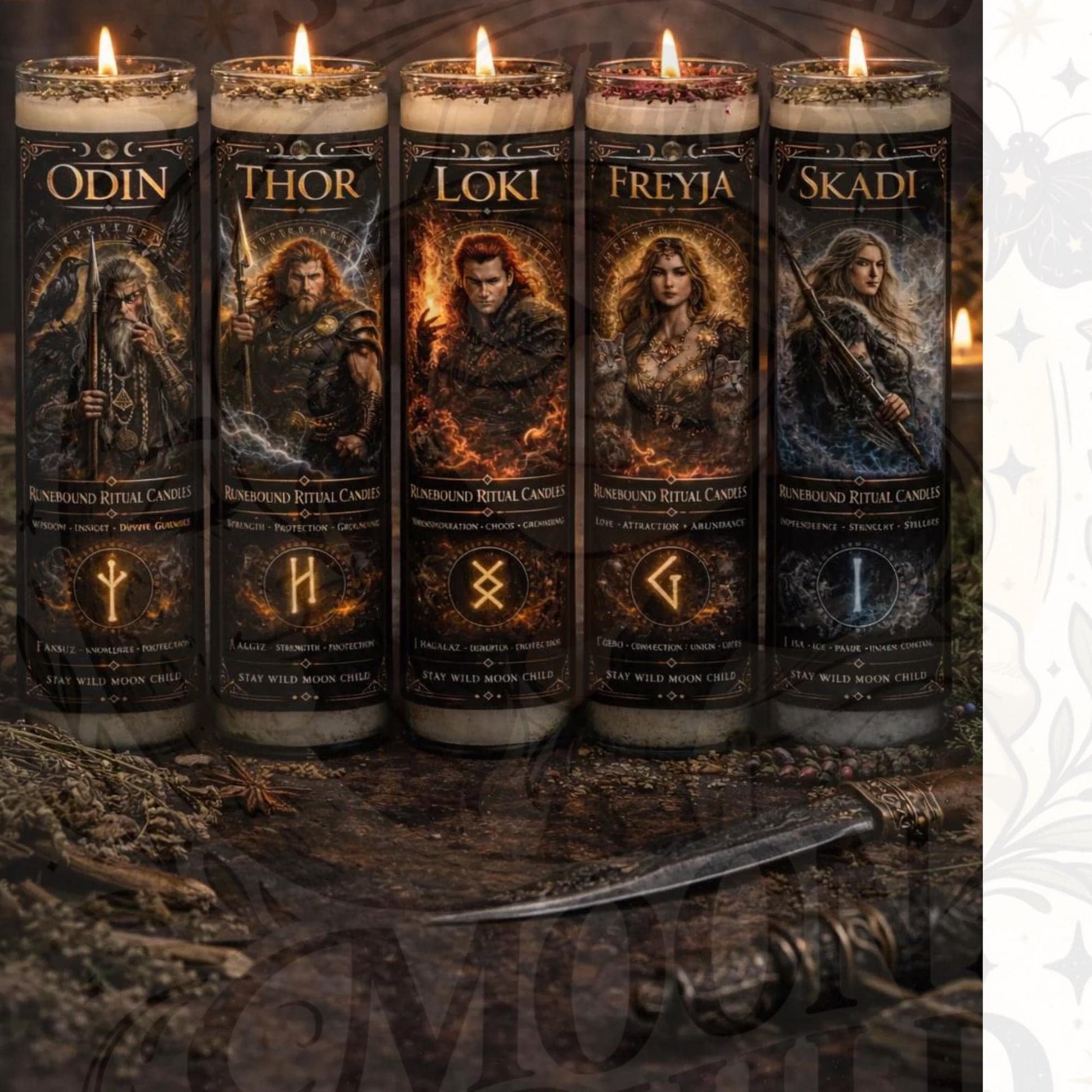Norse mythology Devotional Candle  | Loki Skadi Fenrir Yggdrasil Thor Odin Frayja Hel |  Ritual Candle | Altar Candle |  Spiritual Candle __etsy:8038113623