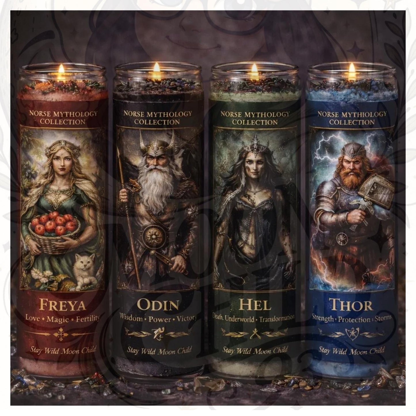 Norse mythology Devotional Candle  | Loki Skadi Fenrir Yggdrasil Thor Odin Frayja Hel |  Ritual Candle | Altar Candle |  Spiritual Candle __etsy:8038766003