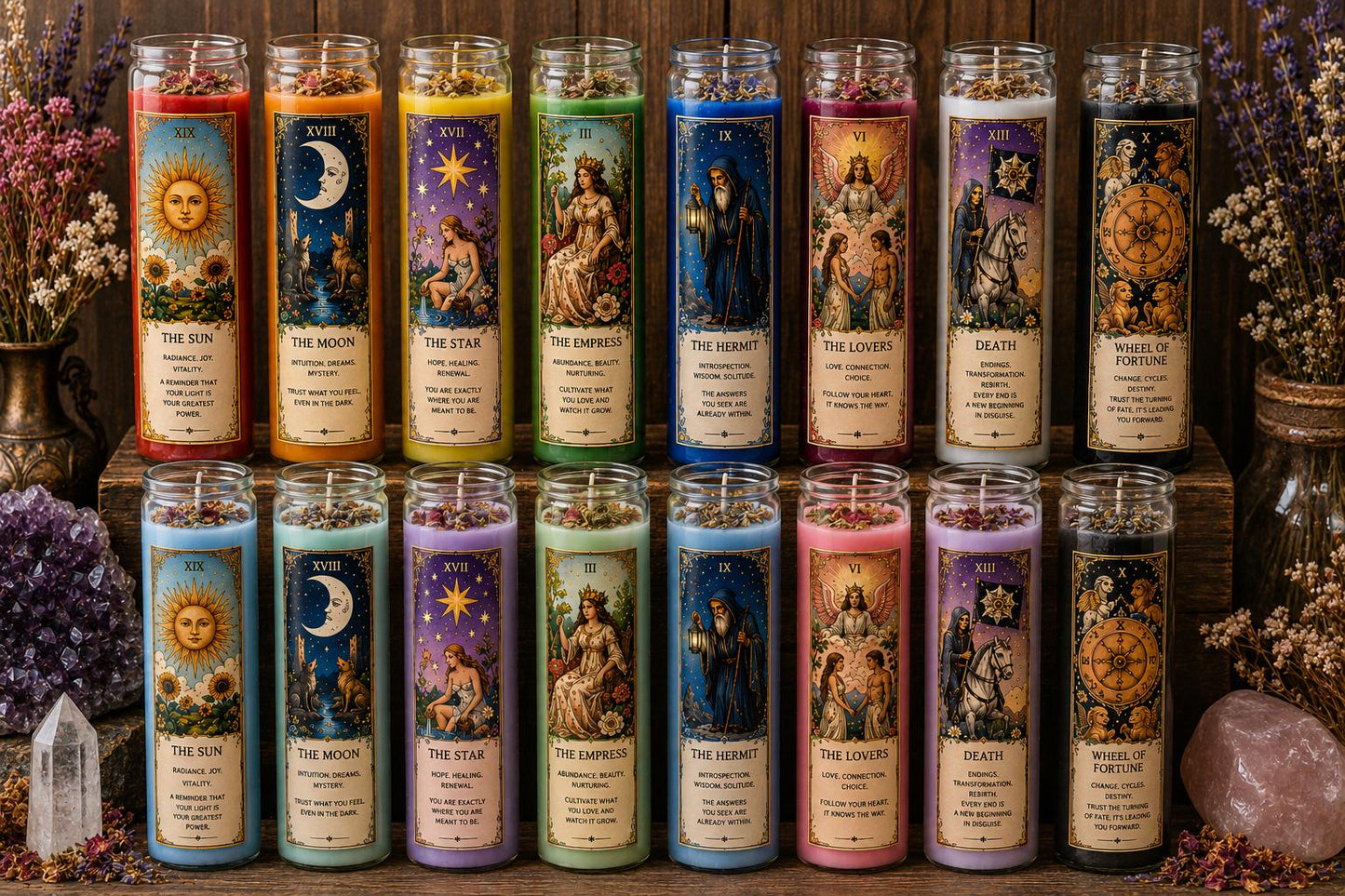 Tarot Card Candle | 7 Day Prayer Candle | Witchy Home Decor | Spiritual Gift | Crystal & Herb Candle | Mystic Tarot Jar Candle | intention __etsy:8098159569