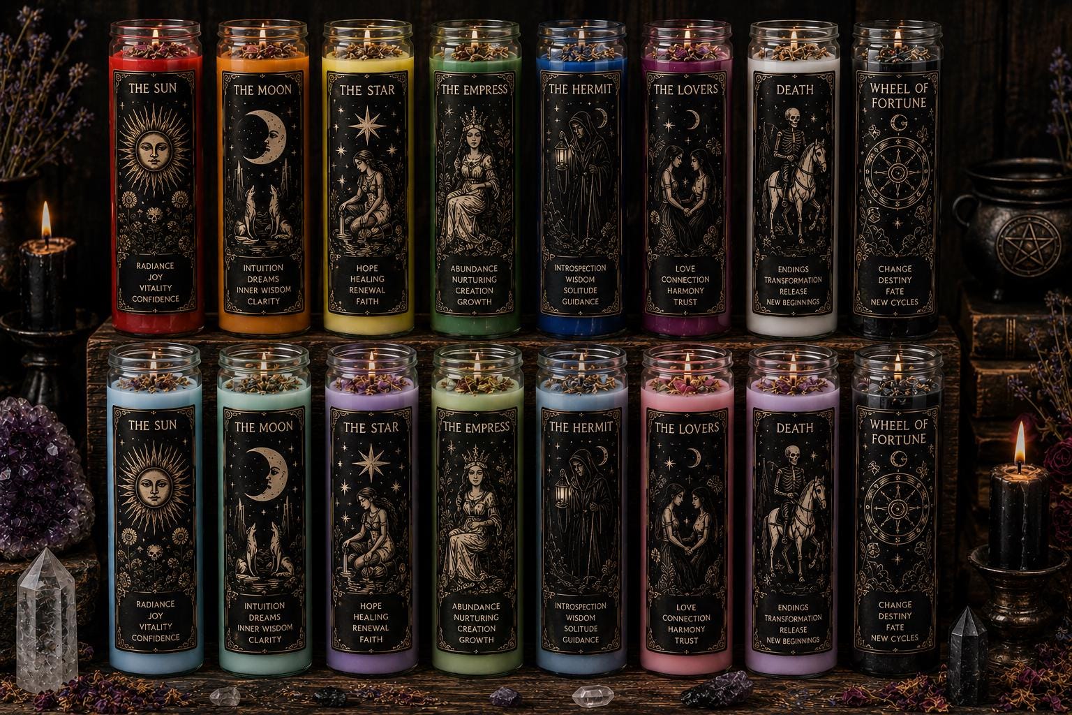 Tarot Card Candle | 7 Day Prayer Candle | Witchy Home Decor | Spiritual Gift | Crystal & Herb Candle | Mystic Tarot Jar Candle | intention __etsy:8050337510