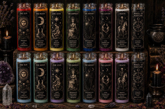 Tarot Card Candle | 7 Day Prayer Candle | Witchy Home Decor | Spiritual Gift | Crystal & Herb Candle | Mystic Tarot Jar Candle | intention __etsy:8050337510