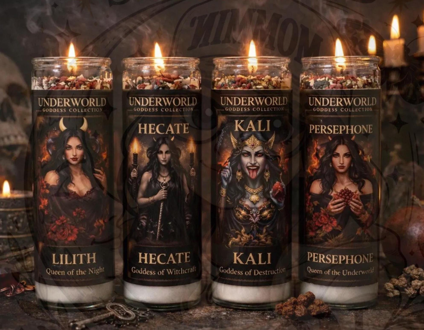 Underworld Goddesses Devotional Candle Collection | Lilith, Hecate, Kali, Persephone Ritual Candle. __etsy:8038089691